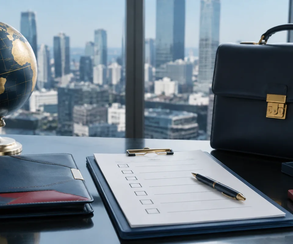 Organized business visa preparation concept