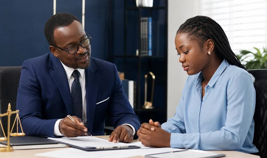 Immigration lawyer guiding a client through her case